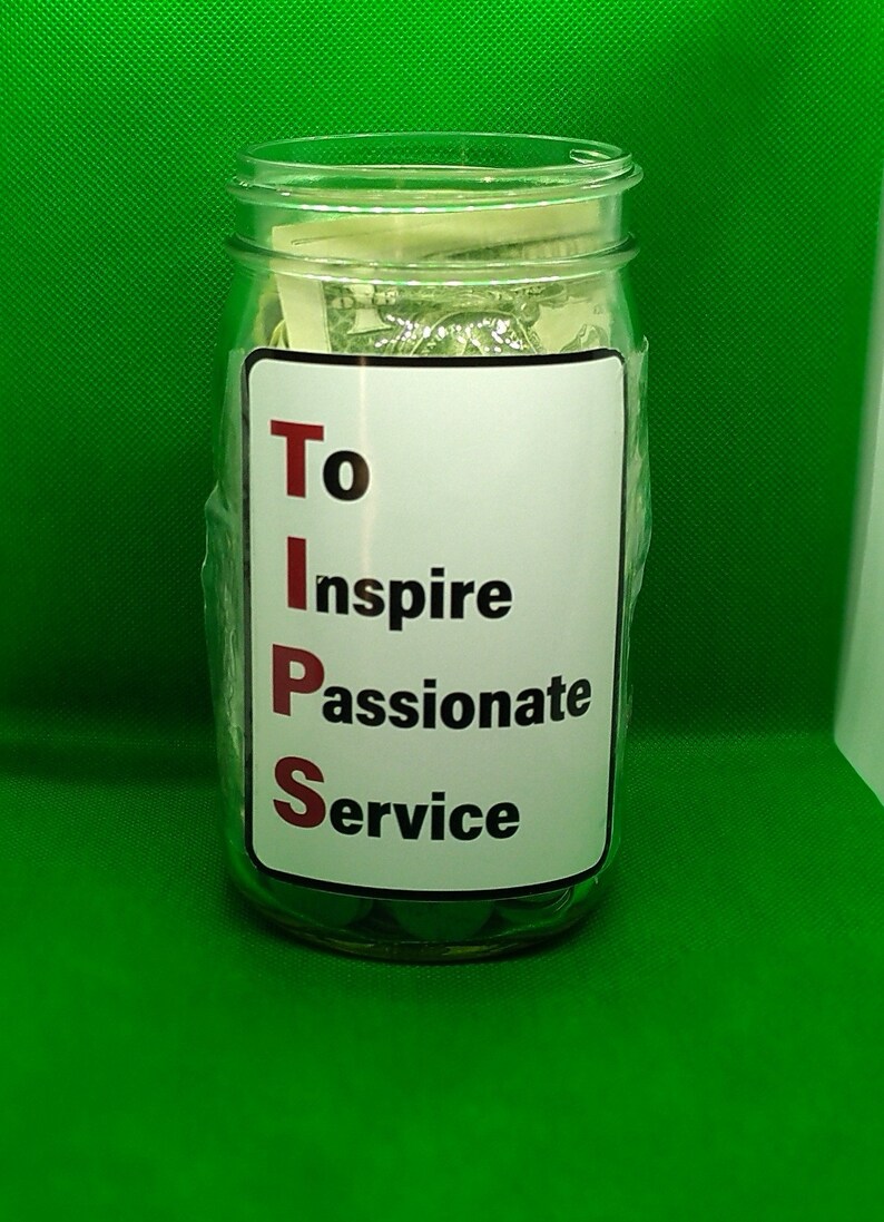 Tips Gratuity Sign for TIP Jars PDF File Template for Making Stickers