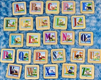 Alphabet Animals Wood Flashcards