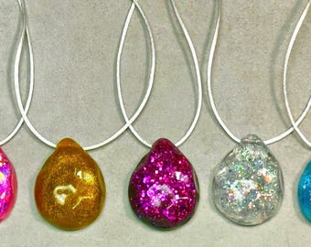Resin Water Wave Textured Fidget Worry Stone Pendant Necklace
