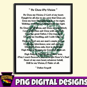 Hymn Art. Be Thou My Vison. Greenery wreath design. Christian PNG. Faith digital download. Gift for pastor. Church decor.