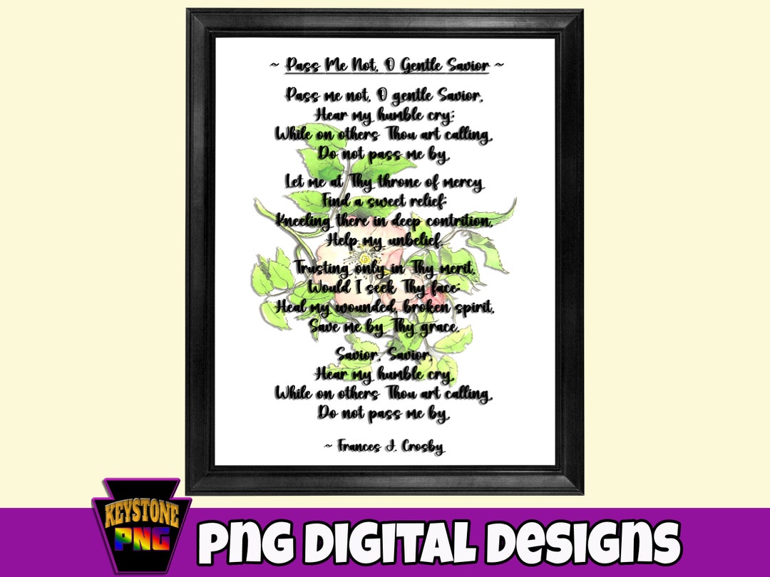 Hymn Art. Pass Me Not, O Gentle Savior. Budding Tree Branch Design