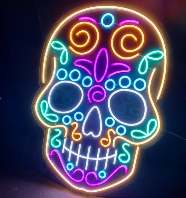 Skull Neon Sign Custom Neon Sign for Home Decor Neon Bar Etsy