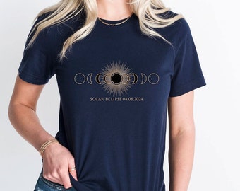Solar Eclipse 4.08.24 Shirt, Moon Phases Shirt, Eclipse Collectible Tee Gift for Astronomer, Group Shirts, Astronomy T-Shirt, Celestial Gift