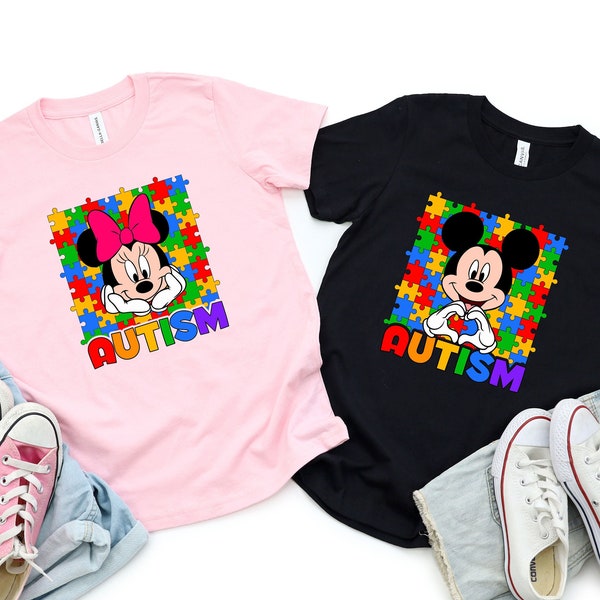 Mickey Minnie Autism Awareness Shirt, Disney Autism Awareness Month, Autism Support T-Shirt, Motivational Tee, Autism Gift, Disneyland Shirt