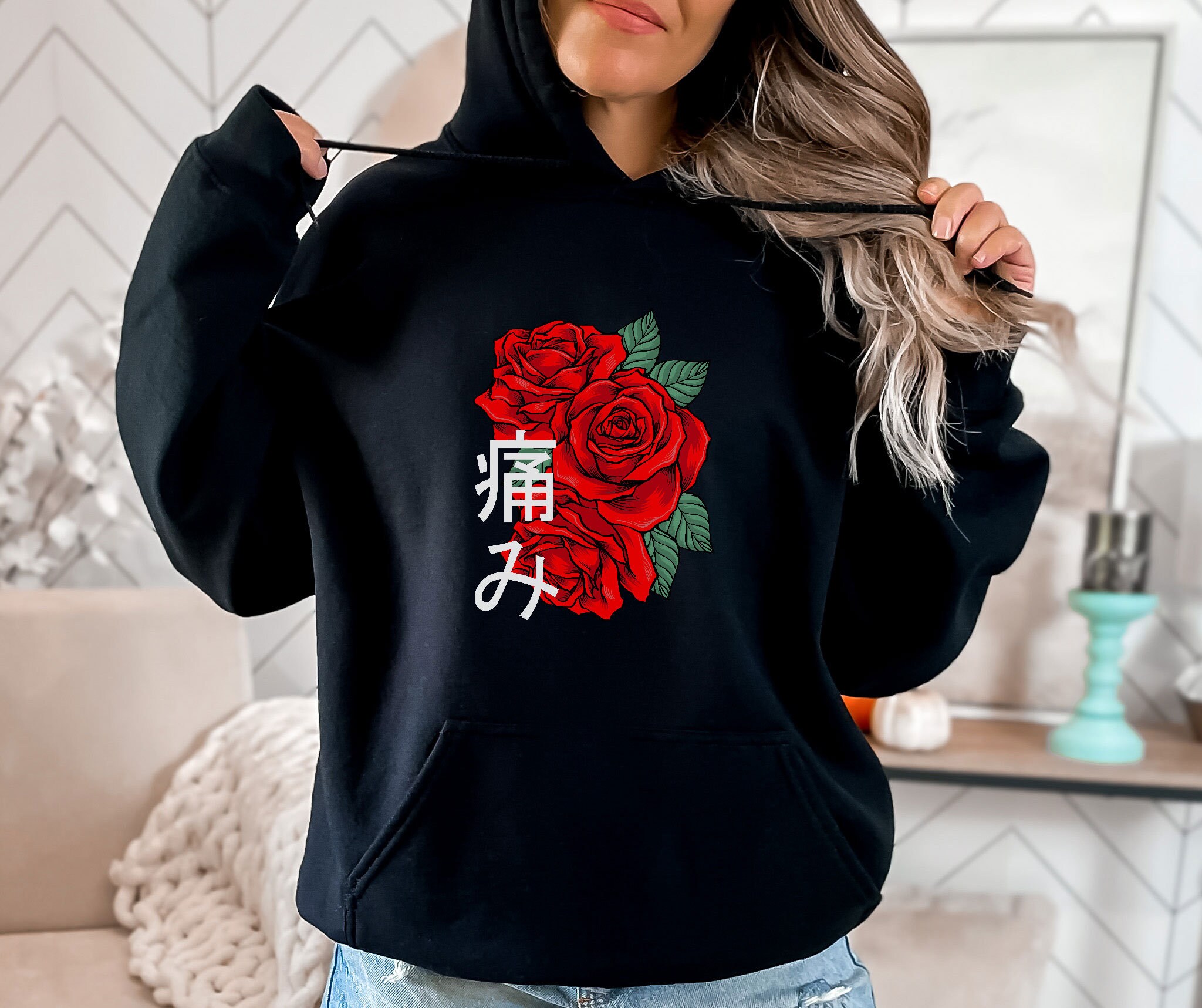 Roses Hoodie Flower Hoodie Women Hoodie Cute Roses Hoodies