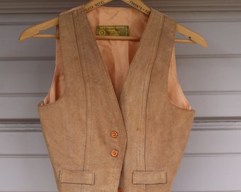 Vintage 60s 70s Suede Leather Vest Cordoba Made in Argentina S M Hippie Boho