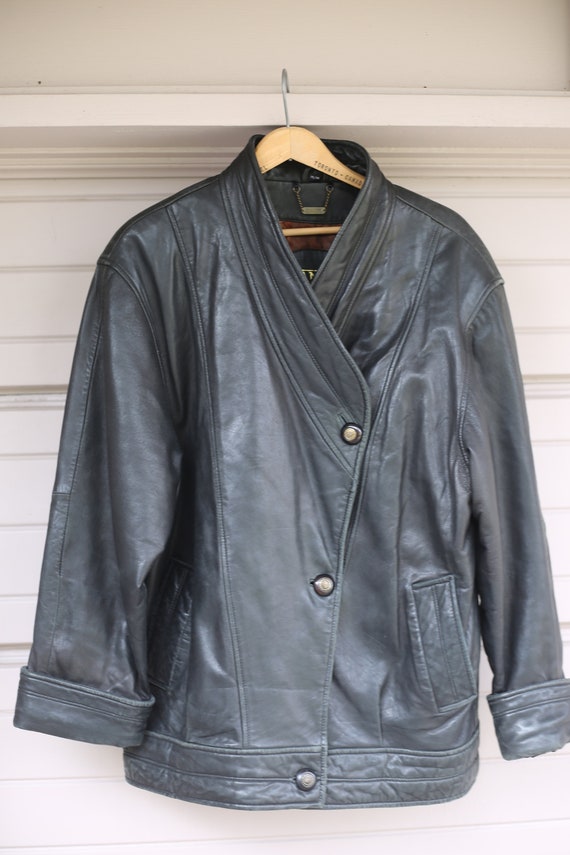 Vintage 80s 90s Danier Black Leather Jacket Oversi