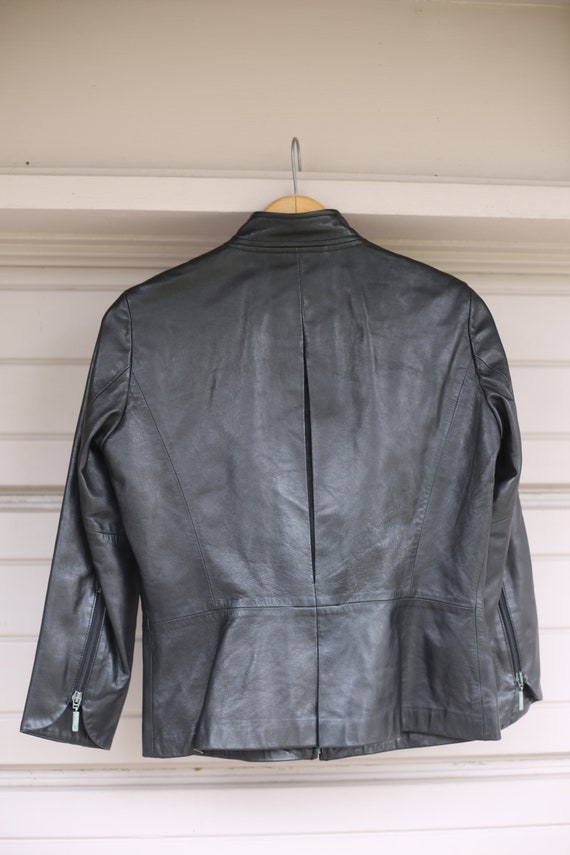 Vintage 90s Y2K Minimal Leather Jacket XS 4 Palom… - image 3