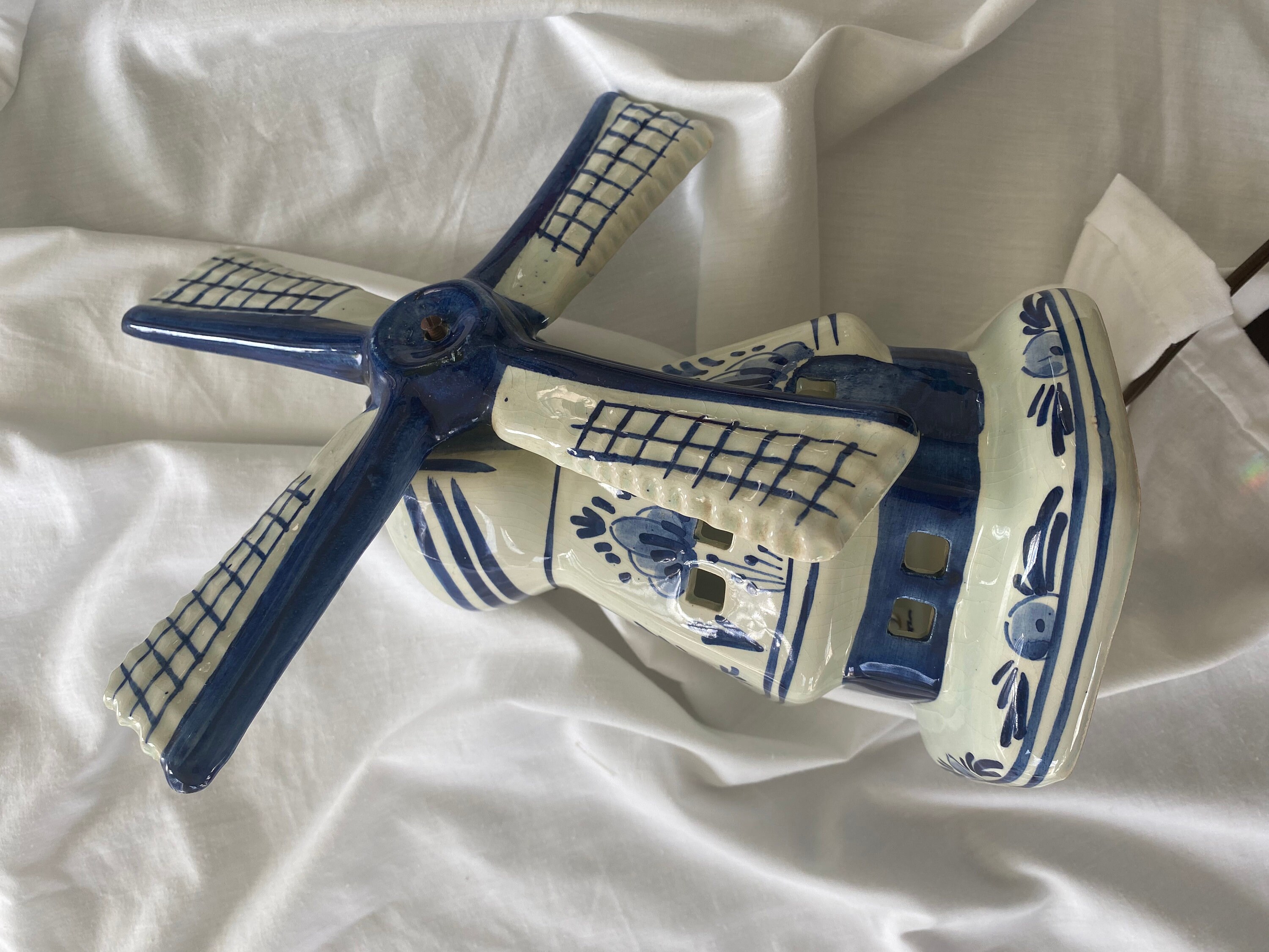 Vintage Delft Dutch Blauw Windmill Votive Earthenware Ceramic Lamp ...