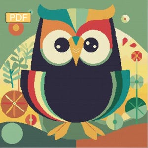 Cute & Colorful Owl - Cross Stitch Digital Downloadable PDF Pattern