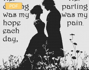 Jane Eyre Silhuett - Digital nedladdning/PDF Korsstygnsmönster