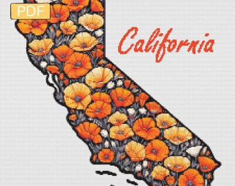 made-to-order一草一花ページ Flowery States - California - Digital Download PDF Cross