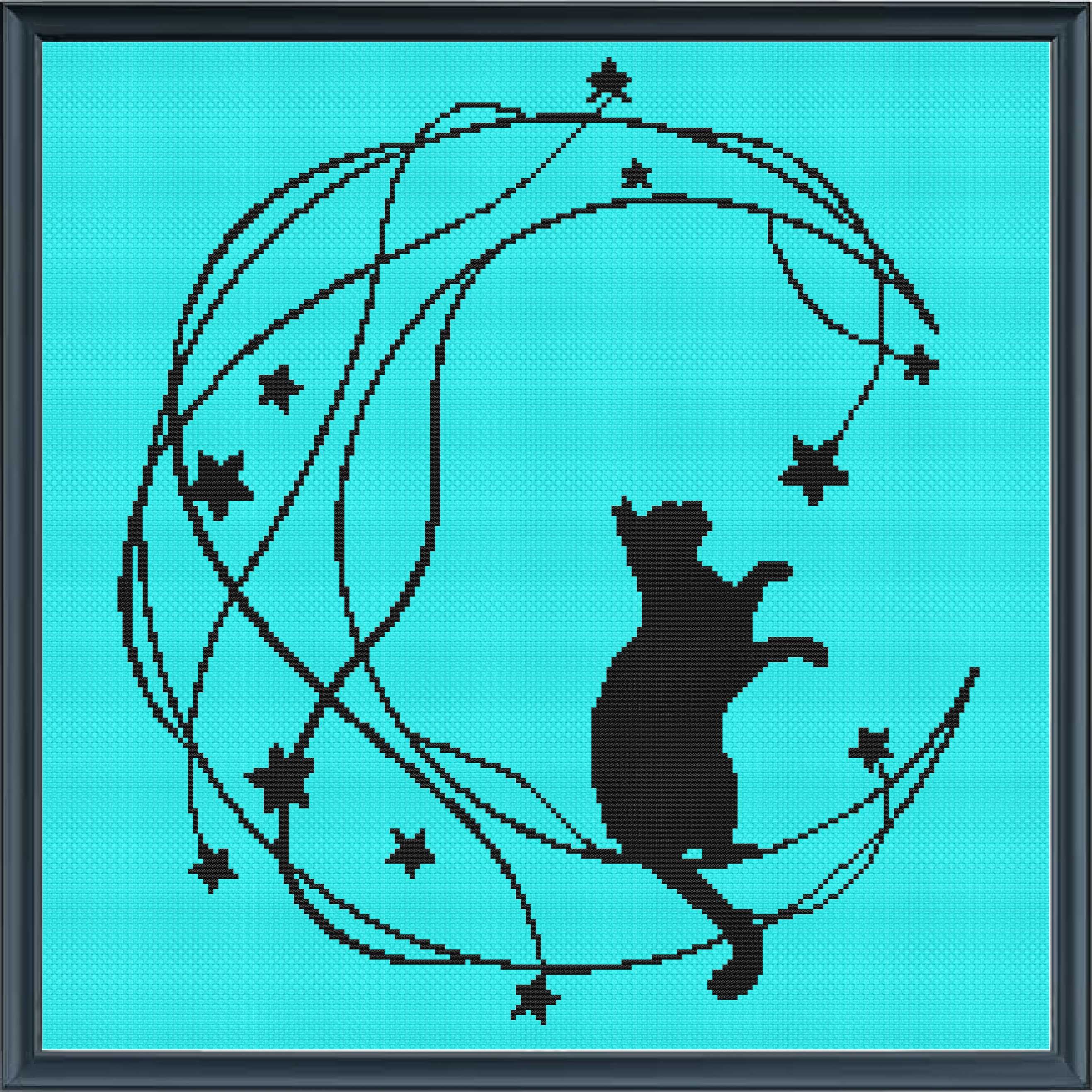 Simple Moon & Star Cat - Digital Download PDF Cross Stitch Pattern - Etsy
