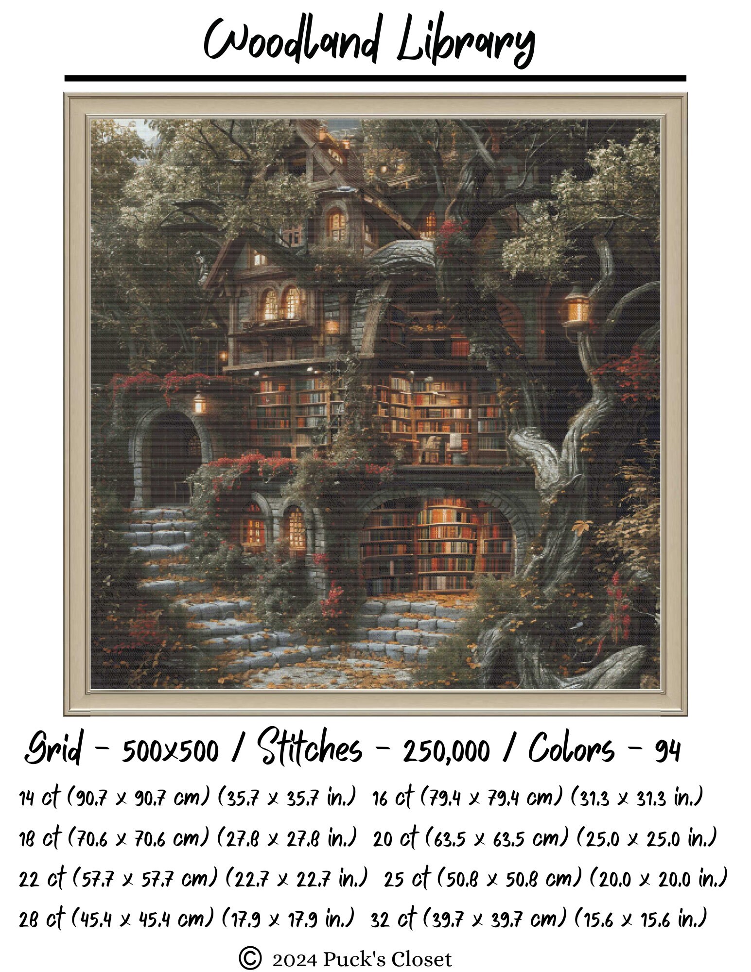 Woodland Library - Digital Download PDF Cross Stitch Pattern - Etsy ...