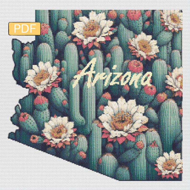 Flowery States - Arizona - Digital Download PDF Cross Stitch Pattern - Etsy