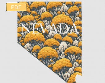 Flowery States - Nevada - Digital Download PDF Cross Stitch Pattern