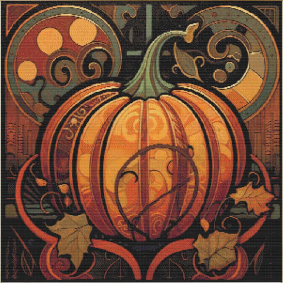 Art Deco Pumpkin #2 - Cross Stitch Digital Download Pattern - Etsy