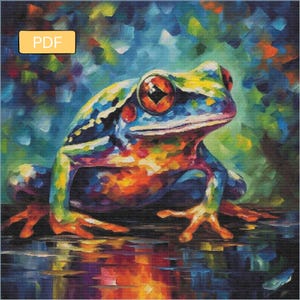 Painted Frog - Digital Download PDF Cross Stitch Pattern
