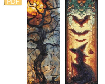 Bookmark Duo - Halloween - Digital Download/PDF Cross Stitch Pattern