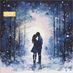Abrazo de nevadas - Patrón de descarga digital/PDF de punto de cruz