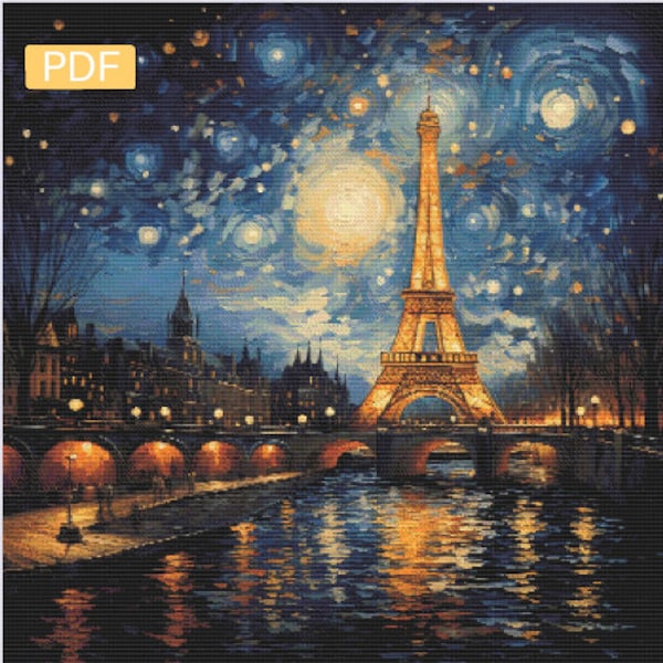 Starry Night in Paris - Digital Download / PDF Cross Stitch Pattern