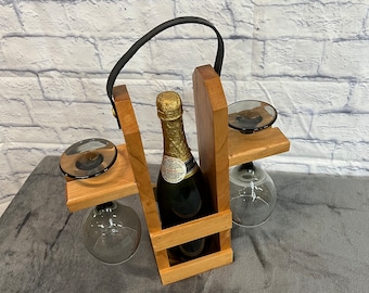 Wood Wine Caddy, wine caddy, wine bottle holder, wine glasses, wine holder, wooden wine bottle caddy, wine bottle gift, beverage holder,wine