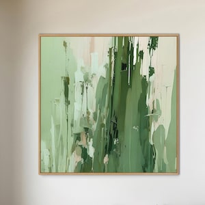 Blush and Green Abstract Art Print, Large canvas art, Minimalist Modern Home Décor S00025