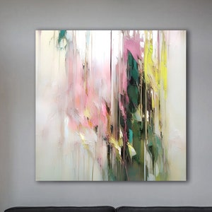 Blush pink green abstract painting Art Print