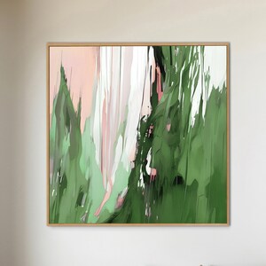 Blush Pink & Green Abstract Art Print: Giclée Wall Decor