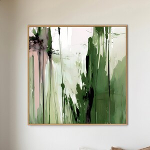 Sage Green Abstract Art Canvas Print: Textured Giclée Wall Decor