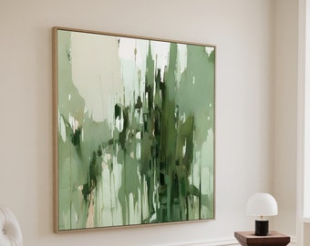 Green Abstract Canvas Art Print: Modern Minimalist Wall Decor