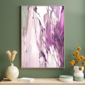 Large Abstract Art Print: Sage Green & Purple Wall Decor