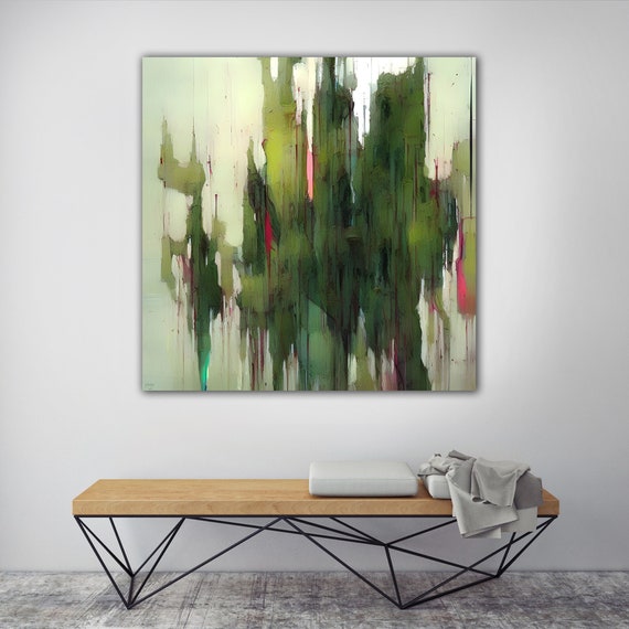Large Green Abstract Art Canvas Print, Modern Home Décor, Green Abstract, Minimalist Wall Art, Art prints, S00008