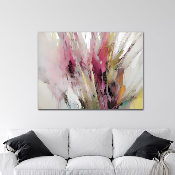 Pink Green Abstract Art Print, Modern Abstract Art Colorful,  Fine Art Print Abstract, Minimalist Wall art,  H01004