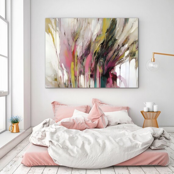 Pink Green Abstract, Modern Abstract Art Colorful,  Fine Art Print Abstract, Wall décor, Minimalist Wall art, H01001