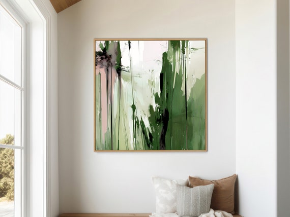 Sage Green Blush Pink Abstract Art Print, Canvas print, Wall décor, Wall art, S00017.1