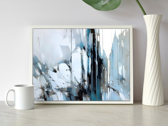 Blue Gray Abstract, Abstract Art Prints, Minimalist Wall Art, Abstract Art, Canvas,  Art prints, Artwork, Modern Home Décor H01018