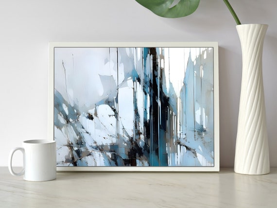 Blue Gray Abstract, Abstract Art Print, Minimalist Wall Art, Abstract Art, Canvas,  Art prints, Artwork, Modern Home Décor H01018