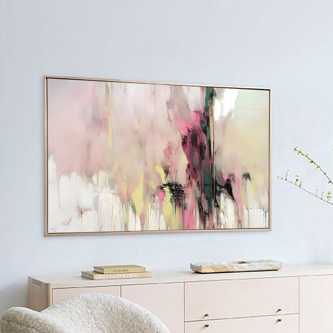 Blush Pink Teal Large Abstract Art Print Modern Abstract Art Etsy