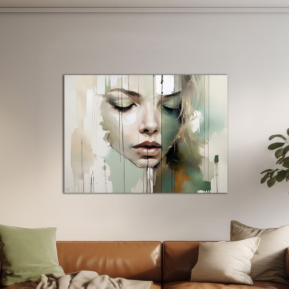 Sage green Blush Pink Large Abstract Art Print, Modern Abstract Art Wall décor, Minimalist Wall art, H01016