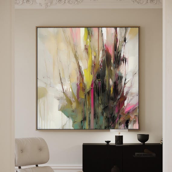 Abstract Art Colorful, Pink Green Abstract Fine Art Print, Wall décor, Wall art, Canvas print, Art print S00022
