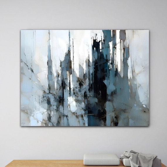 Blue Gray Abstract, Abstract Art Prints, Minimalist Wall Art, Abstract Art, Canvas,  Art prints, Artwork, Modern Home Décor H01020