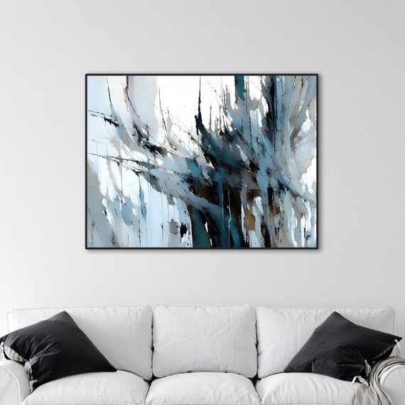 Blue Gray Abstract, Abstract Art Print, Minimalist Wall Art, Abstract Art, Canvas,  Art print, Artwork, Modern Home Décor H01017