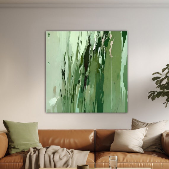 Large Green Abstract Painting Canvas Print, Modern Home Décor, Minimalist Wall Art, Art prints, S00024