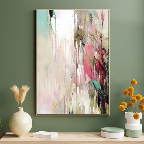 Pink Teal Abstract Fine Art Print, Colorful Modern Abstract Art Colorful Wall décor, Minimalist Wall art, Turquoise Pink Abstract, V02003