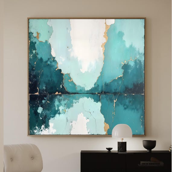 Teal Abstract Art Print: Modern Wall Décor