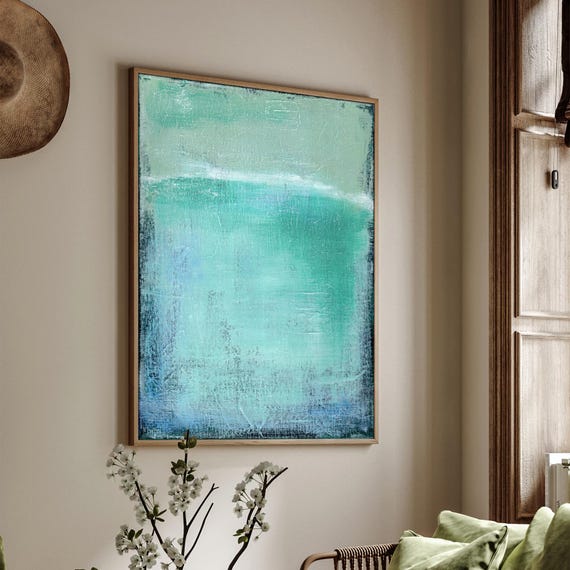 Mint Green Abstract Art Print, Green Blue Abstract Print, Astract Wall Art