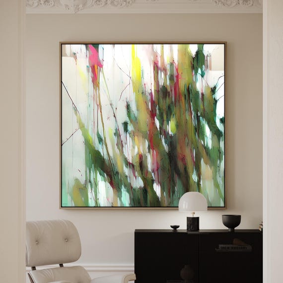 Abstract Art Colorful, Pink Green Abstract Fine Art Print, Wall décor, Wall art, Canvas print, Art print S00009