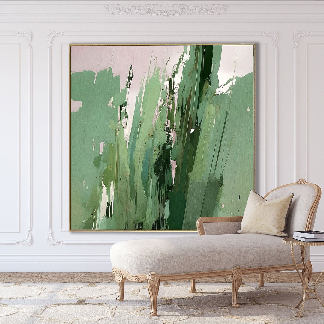 Sage Green Blush Pink Abstract Painting, Wall Décor, Wall Art, Canvas ...