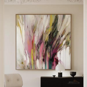 Pink Green Abstract Art Print: Modern Minimalist Wall Decor